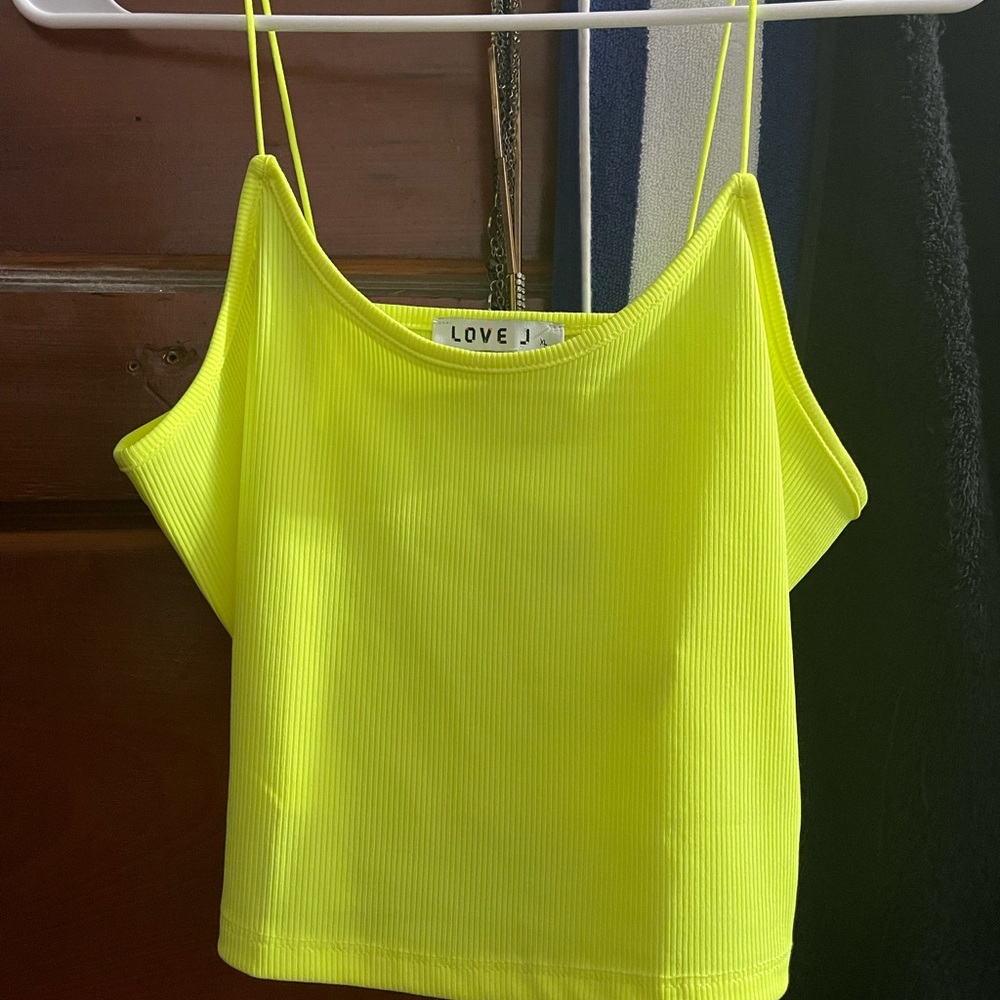 Love J lime green sleeveless crop top